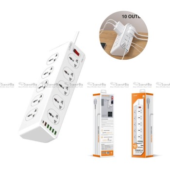 LDNIO SC10610 2500W 10 Outlet Ports + 6 USB Ports Power Strip